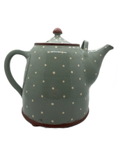 Load image into Gallery viewer, Bridget Williams Pottery extra large retro grey polka tea pot (BW100GP)