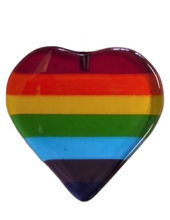 Load image into Gallery viewer, Eva Glass Design rainbow heart fused glass hanging (EGD RHF)