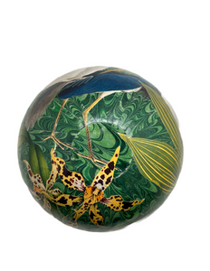 Alex Stewart Carter “Heron, Orchid yellow” Decoupage glass bowl