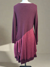 Load image into Gallery viewer, Nimpy Clothing upcycled 100% cashmere deep wine long jumper dress with pockets medium back 