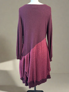Nimpy Clothing upcycled 100% cashmere deep wine long jumper dress with pockets medium back 