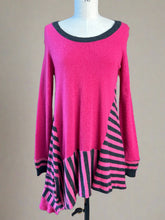 Load image into Gallery viewer, Nimpy Clothing Upcycled 100% cashmere pink and stripes long jumper small/medium