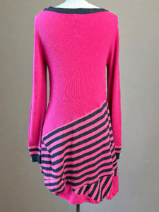 Nimpy Clothing Upcycled 100% cashmere pink and stripes long jumper small/medium