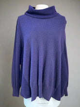 Load image into Gallery viewer, Nimpy Clothing upcycled 100% cashmere deep purple boxy jumper large front 