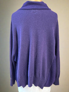 Nimpy Clothing upcycled 100% cashmere deep purple boxy jumper large back 