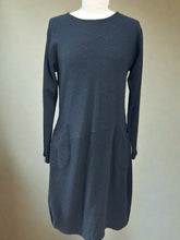 Load image into Gallery viewer, Nimpy Clothing upcycled 100% cashmere black long jumper dress medium front 