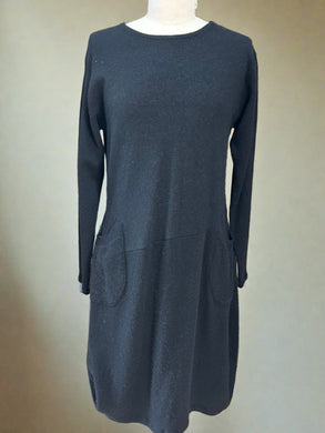Nimpy Clothing upcycled 100% cashmere black long jumper dress medium front 