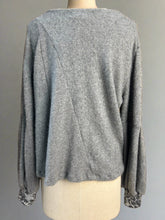 Load image into Gallery viewer, Nimpy Clothing upcycled 100% cashmere grey bell sleeve jumper medium back 