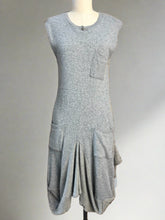 Load image into Gallery viewer, Nimpy Clothing upcycled 100% cashmere long grey tulip dress front 