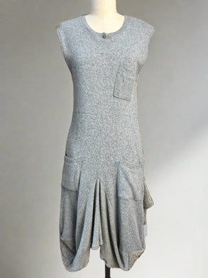 Nimpy Clothing upcycled 100% cashmere long grey tulip dress front 