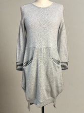 Load image into Gallery viewer, Nimpy Clothing upcycled 100% cashmere light grey flecked pocket dress small