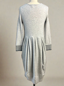 Nimpy Clothing upcycled 100% cashmere light grey flecked pocket dress small