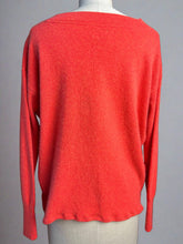 Load image into Gallery viewer, Nimpy Clothing Upcycled 100% cashmere neon peach boxy jumper small/medium back 