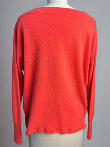 Nimpy Clothing Upcycled 100% cashmere neon peach boxy jumper small/medium back 