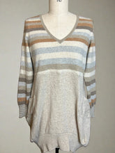Load image into Gallery viewer, Nimpy Clothing upcycled 100% cashmere stripped “mint humbug” pocket dress small/medium