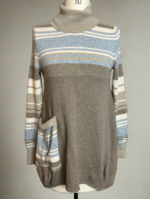 Nimpy Clothing upcycled 100% cashmere turtleneck “mint humbug” pocket dress” small/medium