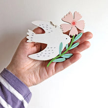 Load image into Gallery viewer, Stephanie Cole Design “Bird and Bloom” wooden decoration