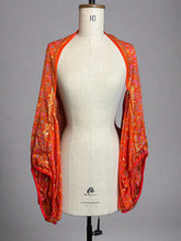 Load image into Gallery viewer, Nimpy Clothing upcycled saree open kaftan throw over gold and orange with bell sleeve