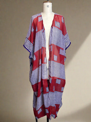 Nimpy Clothing upcycled saree open kaftan throw over purple red