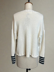 Nimpy Clothing upcycled 100% cashmere white with striped boxy jumper medium/large