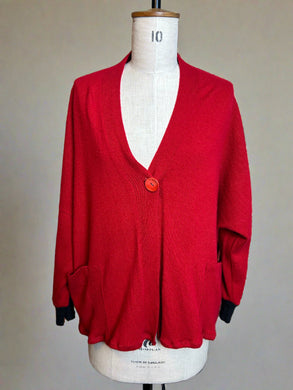 Nimpy Clothing Upcycled 100% cashmere red boxy cardigan with pockets extra large (Nimpy)