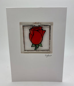 Liz Dart Stained Glass rose stained glass greetings card Stroud 