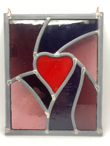 Liz Dart Stained Glass heart panel Stroud