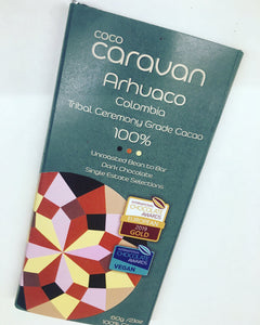 Coco Caravan Arhuaco 100% tribal ceremony grade cacao bean to bar chocolate bar