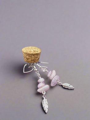 Kunzite and crystal earrings with feather  detail by JENNY14