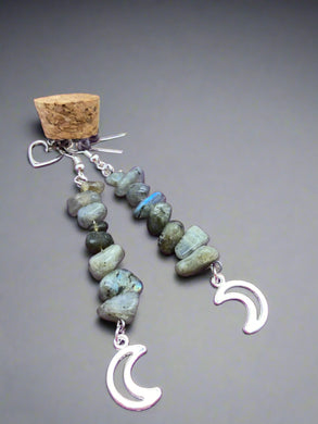Labradorite earrings with moon detail by JENNY16