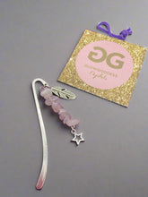 Load image into Gallery viewer, Rose Quartz and Tibetan silver  bookmark by JENNY04