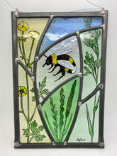 Load image into Gallery viewer, Liz Dart Stained Glass bee panel Stroud