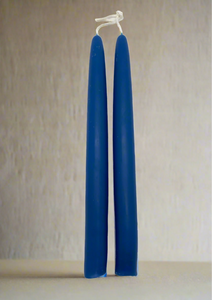 Pair of beeswax dipped blue candles 