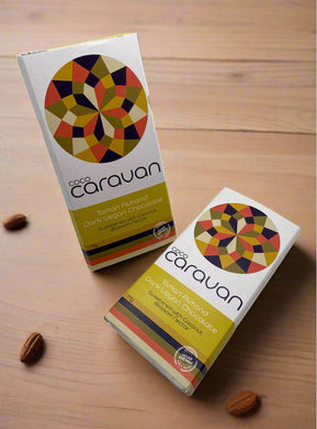 Coco Caravan Tamari Almond dark vegan chocolate bar 77g
