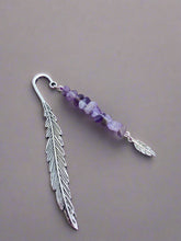 Load image into Gallery viewer, Amethyst and Tibetan silver feather bookmark by JENNY 03