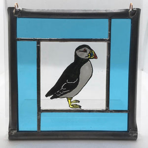 Liz Dart Stained Glass puffin panel Stroud