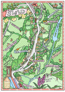 Katie B Morgan  "Map of Slad” A4  print with mount