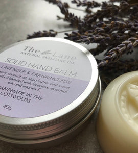The Lane Lavender and Frankincense solid hand balm 40g