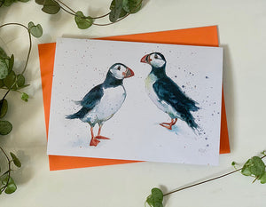 Amy Primarolo Art Puffins greetings card (AMY)