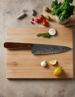 Scratch knives Damascus kitchen knife 15cm blade (Lees)