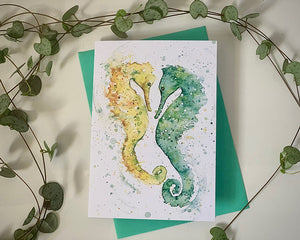 Amy Primarolo Art Seahorses greetings card (AMY)