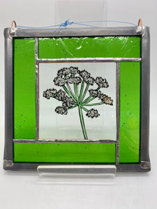 Liz dart stained glass cow parsley panel 