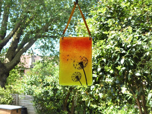 Eva Glass Design Orange and yellow dandelion fused glass suncatcher (EGD DDSC)
