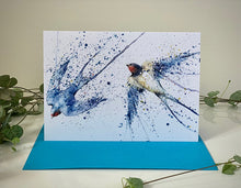 Load image into Gallery viewer, Amy Primarolo Art Soaring swallows greetings card (AMY)