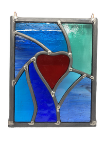 Liz Dart Stained Glass large leaded heart panel