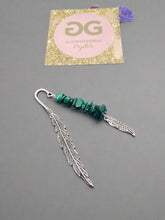 Load image into Gallery viewer, Malachite Tibetan silver feather bookmark by JENNY 01