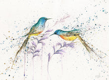 Load image into Gallery viewer, Amy Primarolo Art Sunbirds with Erica Flowers greetings card