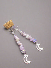 Load image into Gallery viewer, Kunzite and crystal earrings with moon  detail by JENNY13