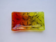 Load image into Gallery viewer, Eva Glass Design Orange and yellow dandelion clocks fused glass soap dish