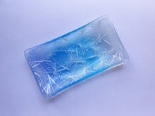 Load image into Gallery viewer, Eva Glass Design Blue and white dandelion clocks fused glass soap dish (EGD